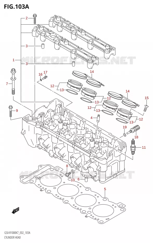 CILINDERKOP Suzuki MOTO 1000 GSX-R 2008  GSX-R1000 K8 (E02)