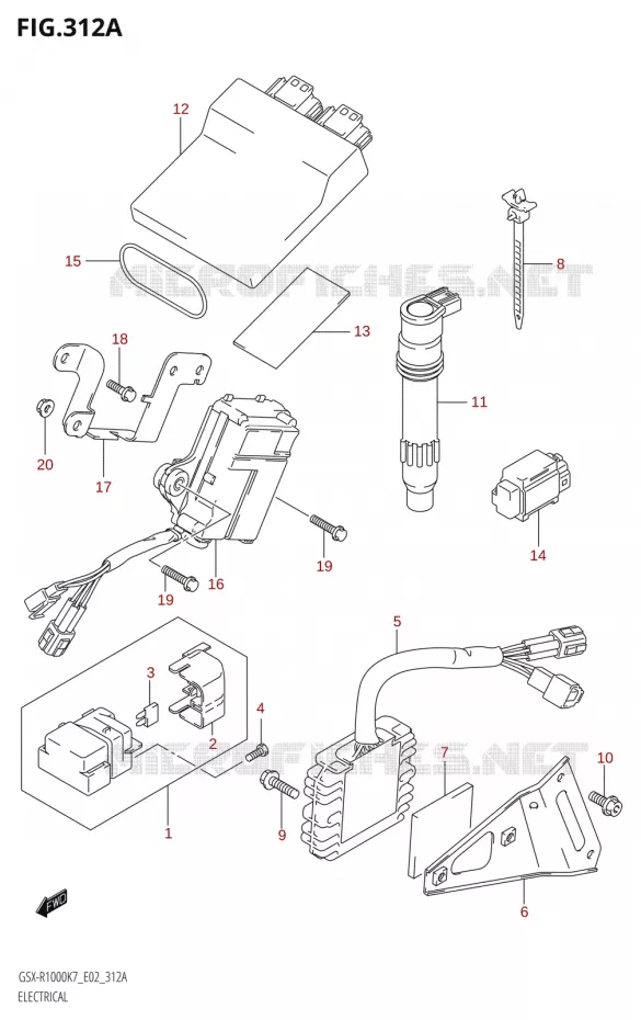 ELEKTRISCH (GSX-R1000) Suzuki MOTO 1000 GSX-R 2008  GSX-R1000 K8 (P37)