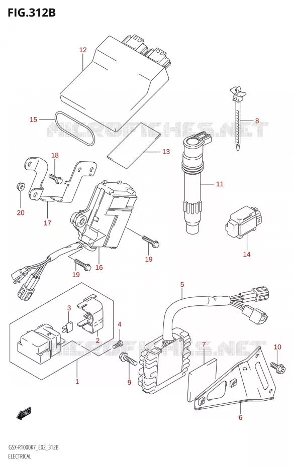 ELEKTRISCH (GSX-R1000U2) Suzuki MOTO 1000 GSX-R 2008  GSX-R1000 K8 (P37)