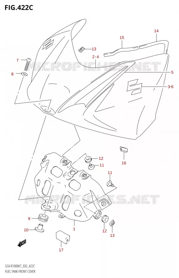 FUEL TANK VOORKLEPER (GSX-R1000:K8:(E02,E19,E24,E51,P37)) Suzuki MOTO 1000 GSX-R 2008  GSX-R1000 K8 (P37)