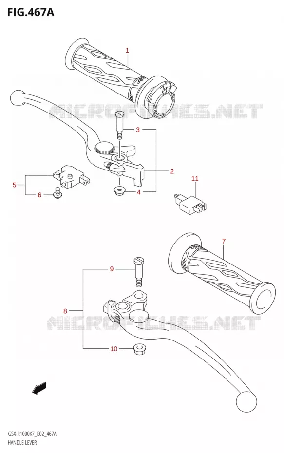 HEFBOMEN - HANDGRIPS Suzuki MOTO 1000 GSX-R 2008  GSX-R1000 K8 (P37)