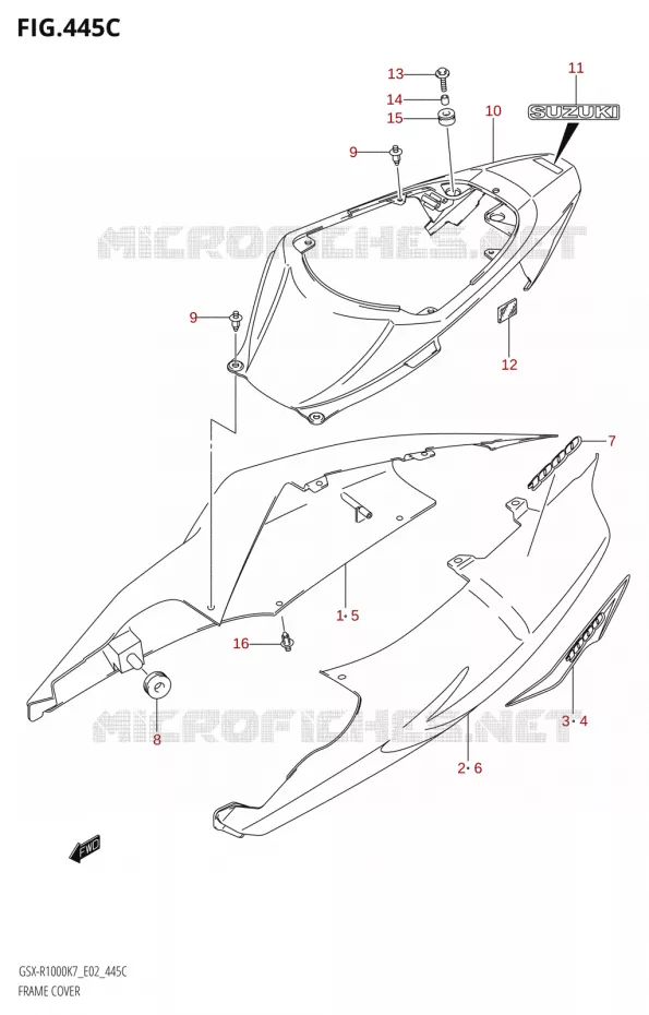 KUIP COVER (GSX-R1000:K8:(E02,E19,E24,E51,P37)) Suzuki MOTO 1000 GSX-R 2008  GSX-R1000 K8 (E24)