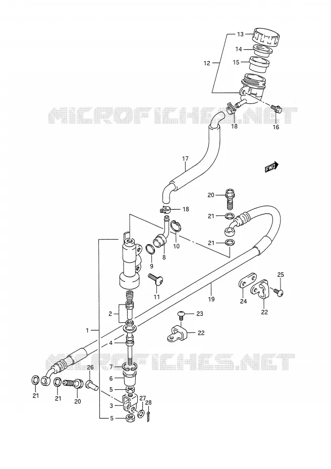 ACHTER HOOFDREMCILINDER (MODELE M/N) Suzuki MOTO 250 RM 1989  RM250K(E28)