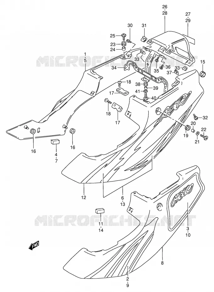 ACHTER KUIP  (MODELE N) Suzuki MOTO 125 RG 1993  RG125FP(E18)