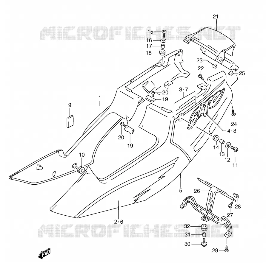 ACHTER KUIP  (MODELE R/T) Suzuki MOTO 250 RG 1994  RGV250R(E24)