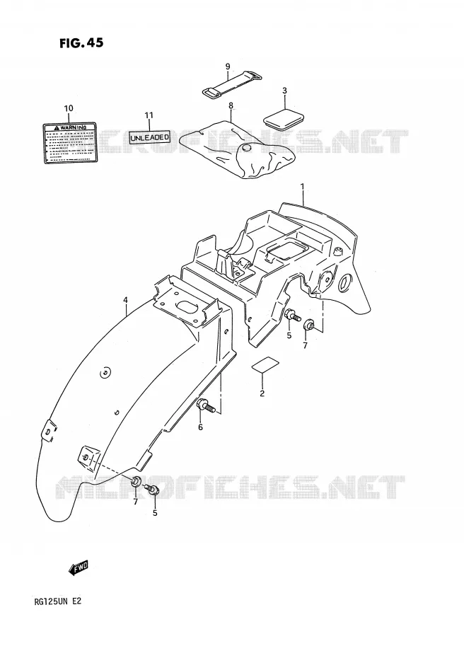 ACHTERSPATBORD Suzuki MOTO 125 RG 1992  RG125UN(E2)