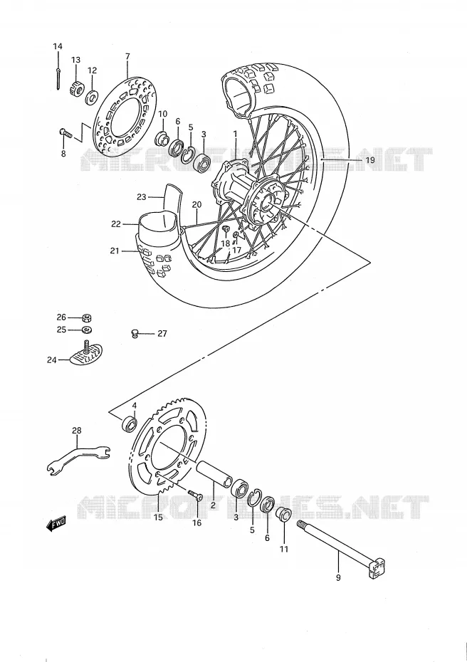 ACHTERWIEL (MODELE K) Suzuki MOTO 250 RM 1991  RM250M(E28)