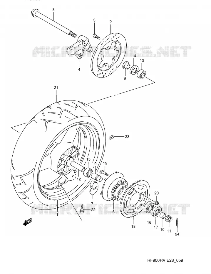 ACHTERWIEL (MODELE R/S) Suzuki MOTO 900 RF 1994  RF900RR(E28)