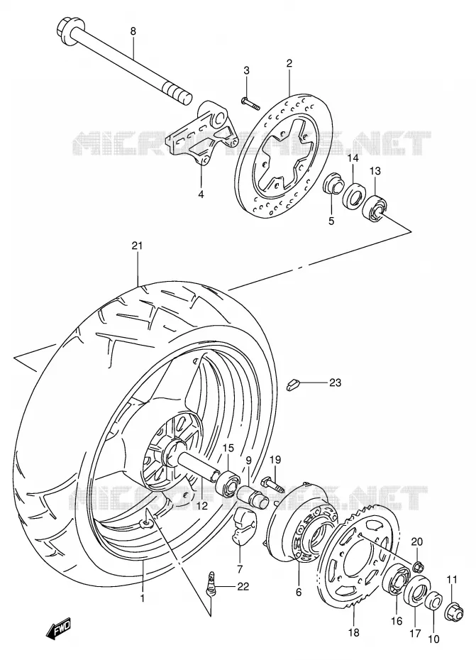 ACHTERWIEL (MODELE R/S) Suzuki MOTO 900 RF 1998  RF900RW(E2)