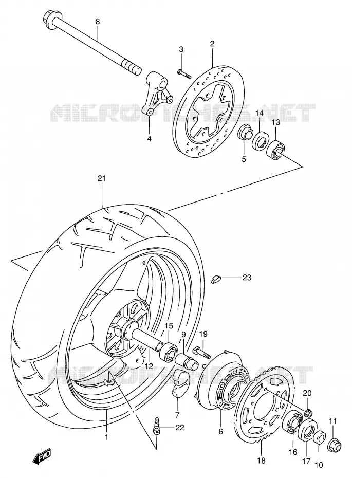 ACHTERWIEL (MODELE T/V/W) Suzuki MOTO 900 RF 1994  RF900RR(E2)