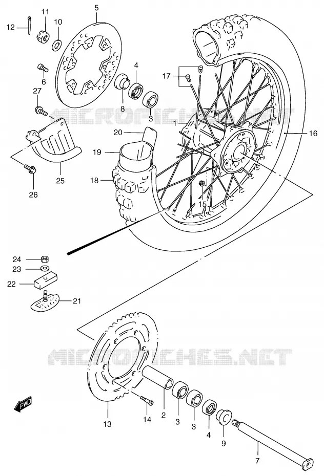 ACHTERWIEL (MODELE Y) Suzuki MOTO 125 RM 1997  RM125V(E2)