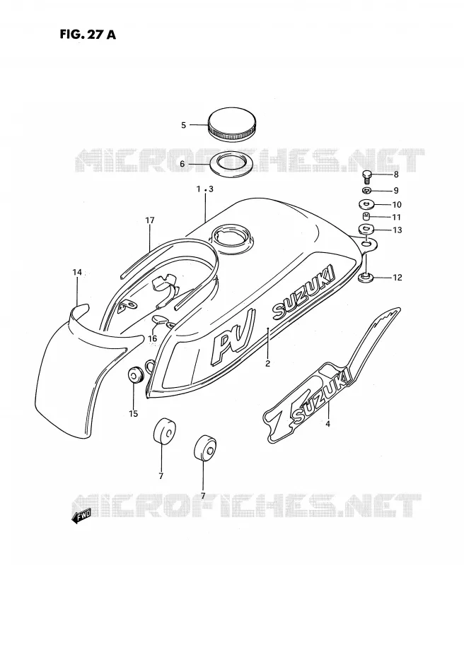 BENZINETANK (MODELE L/M/R) Suzuki MOTO 50 PV 1991  PV50M(E15)