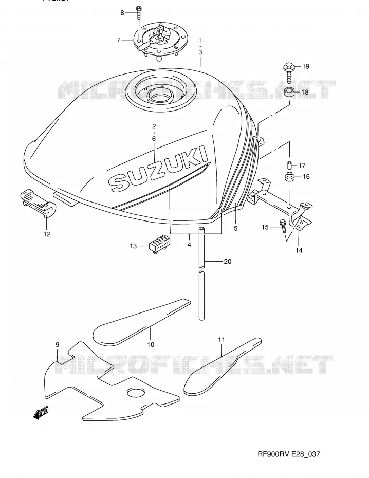 BENZINETANK (MODELE R/S) Suzuki MOTO 900 RF 1994  RF900RR(E28)