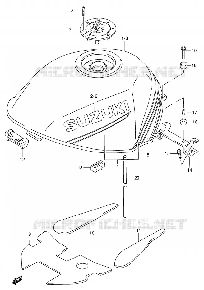 BENZINETANK (MODELE R/S) Suzuki MOTO 900 RF 1995  RF900RS(E2)