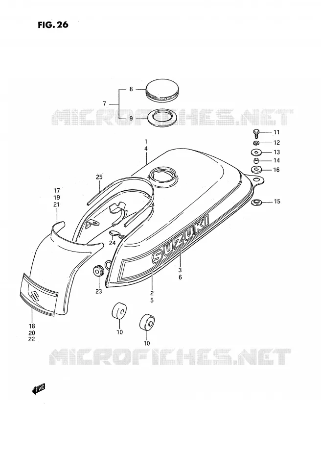 BENZINETANK (MODELE X, MODELE D E43) Suzuki MOTO 50 PV 1994  PV50R(E15)