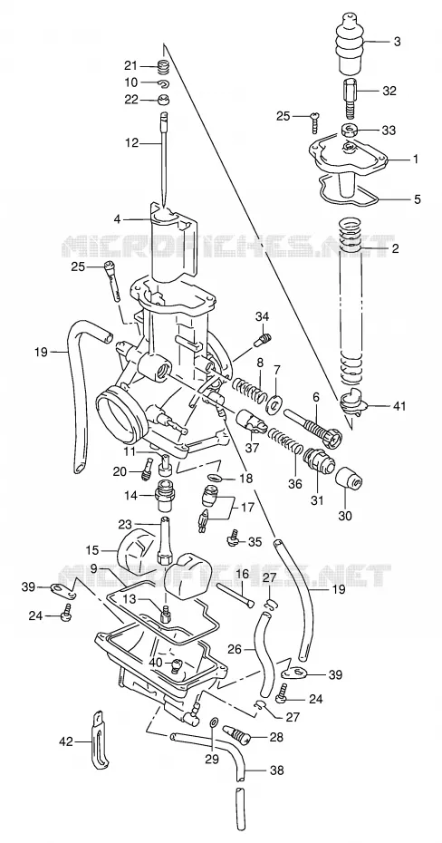 CARBURATOR (MODELE N/P/R : E15,E18) Suzuki MOTO 125 RG 1993  RG125FUP(E18)