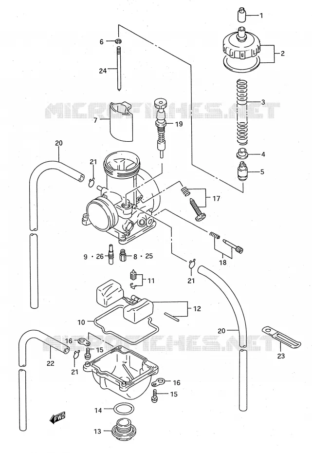 CARBURATOR (MODELE R/S) Suzuki MOTO 125 RM 1995  RM125S(E28)