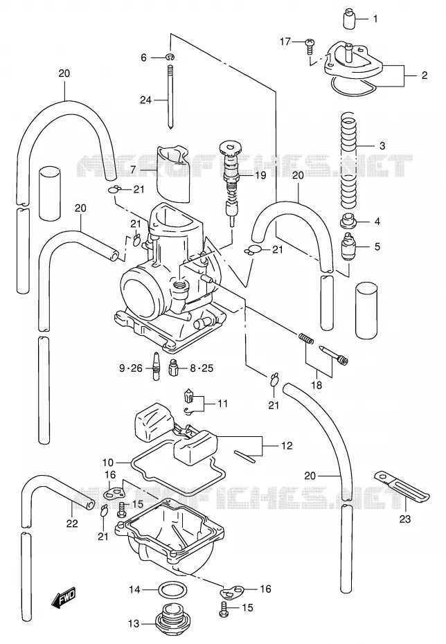 CARBURATOR (MODELE W) Suzuki MOTO 125 RM 1997  RM125V(E2)