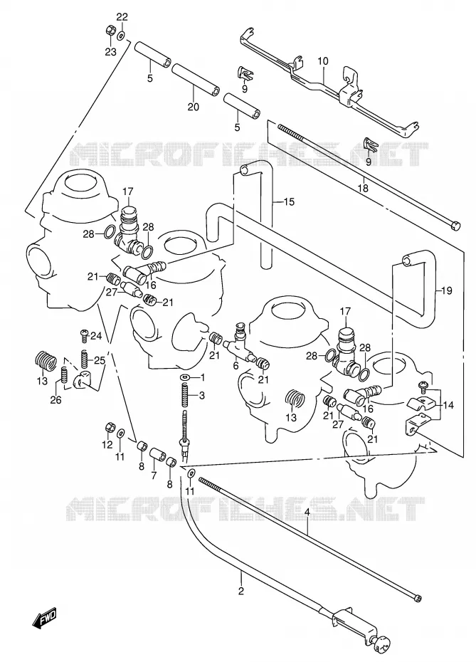CARBURETOR AANSLUITINGEN (MODELE S/T/V) Suzuki MOTO 600 RF 1993  RF600RUP(E2)