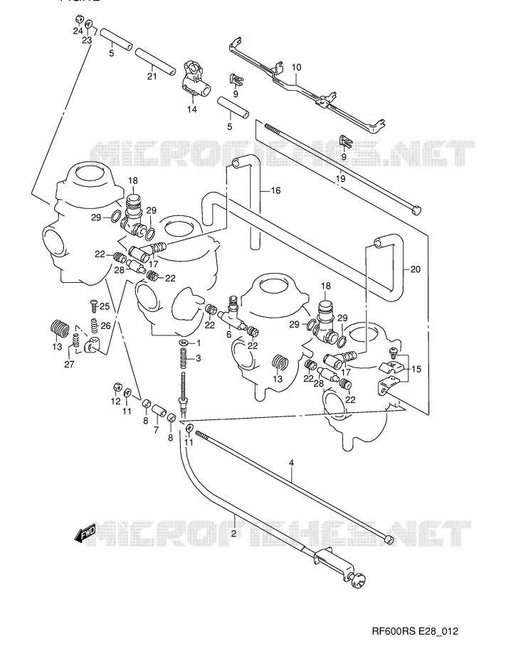 CARBURETOR AANSLUITINGEN Suzuki MOTO 600 RF 1995  RF600RS(E28)