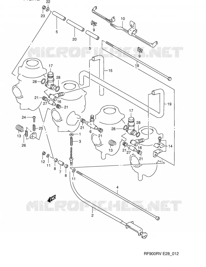 CARBURETOR AANSLUITINGEN Suzuki MOTO 900 RF 1997  RF900RV(E28)
