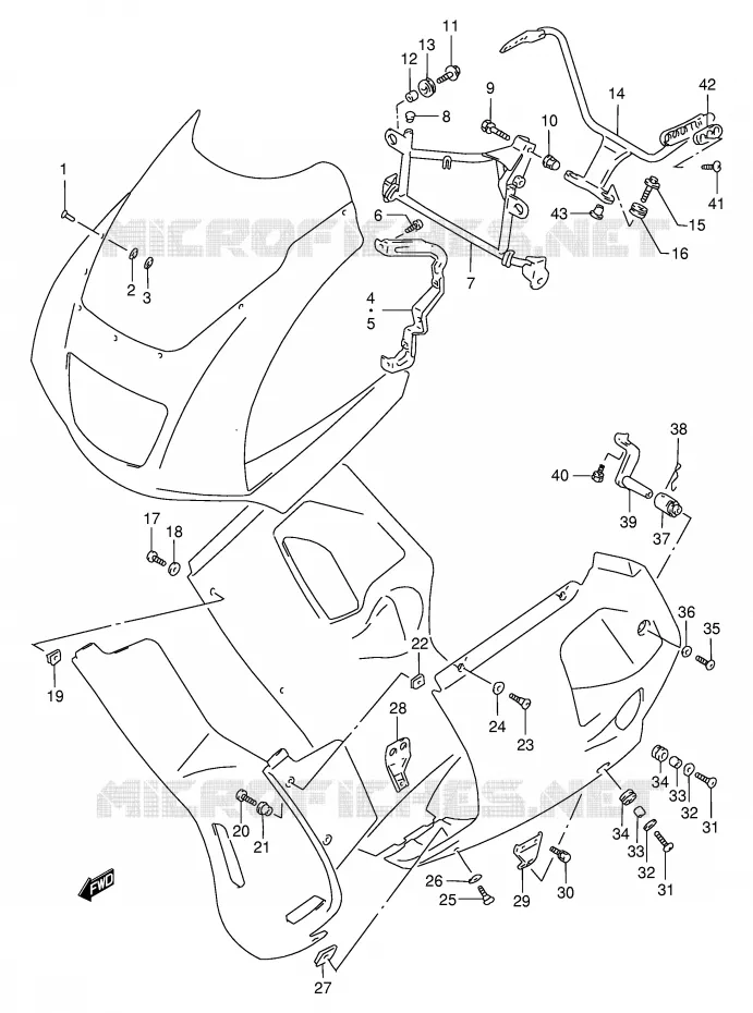 FAIRING INSTALLATIEDELEN Suzuki MOTO 125 RG 1999  RG125FX(E6)
