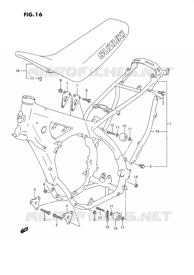 FRAME - SEAT (MODELE P) Suzuki MOTO 250 RM 1995  RM250S(E2)