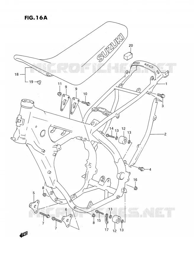 FRAME - SEAT (MODELE R/S) Suzuki MOTO 250 RM 1994  RM250R(E2)
