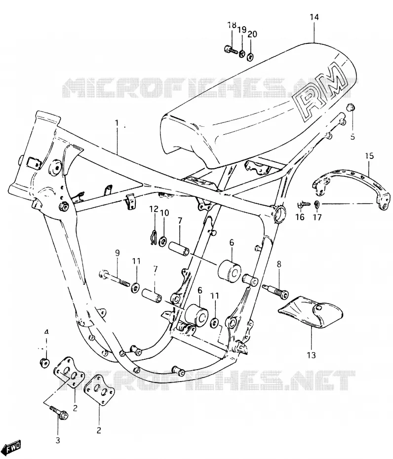 FRAME - SEAT (MODELE X) Suzuki MOTO 465 RM 1982  RM465Z(X/Z)