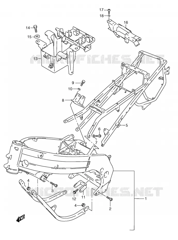FRAME (MODELE N/P/R/T) Suzuki MOTO 250 RG 1991  RGV250M(E24)