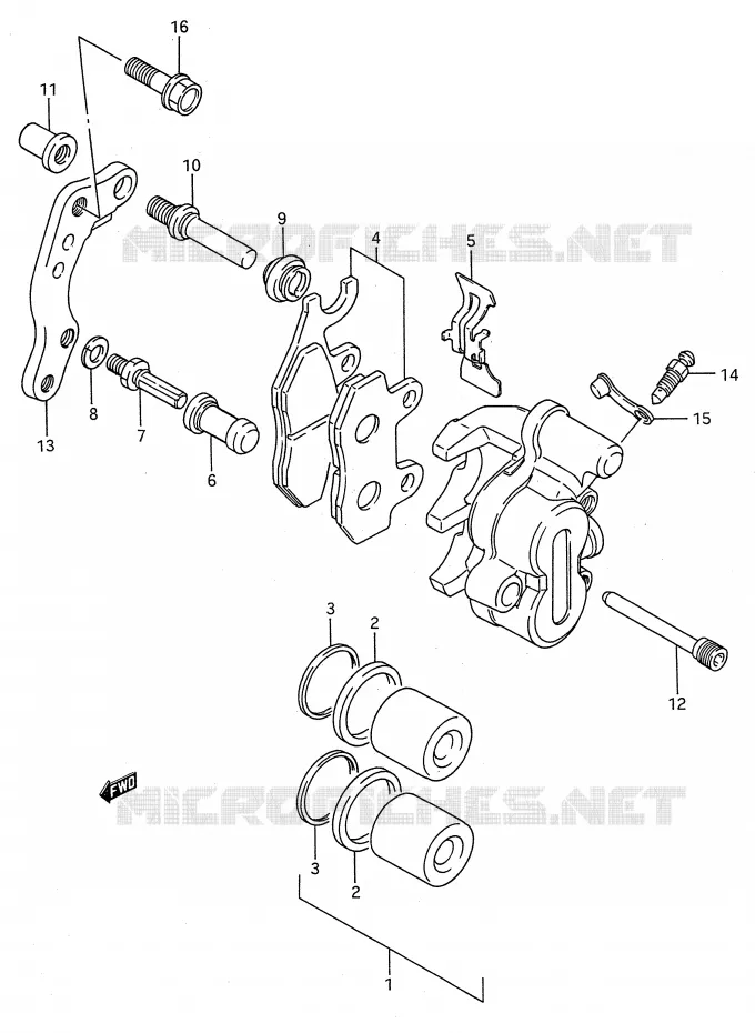 FRONT CALIPER (MODELE K/L) Suzuki MOTO 125 RM 1990  RM125L(E28)