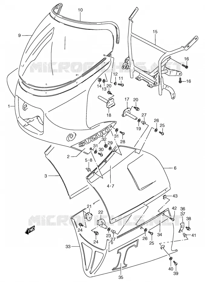 FRONT KUIP (MODELE H) Suzuki MOTO 80 RG 1987  RG80CH(E4)