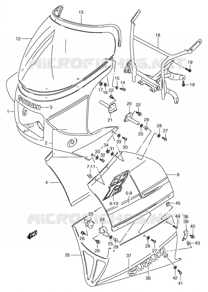 FRONT KUIP (MODELE J,2KN) Suzuki MOTO 80 RG 1991  RG80M(E4)