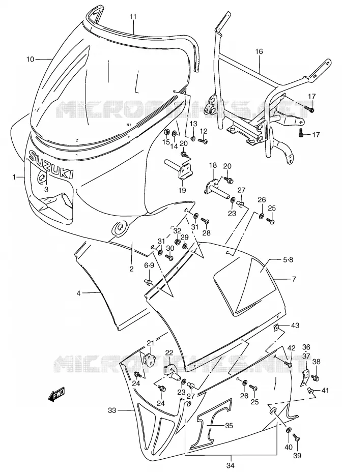 FRONT KUIP (MODELE J,9UV) Suzuki MOTO 80 RG 1987  RG80CH(E4)