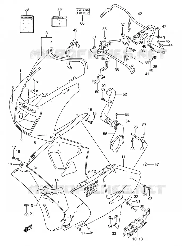 FRONT KUIP (MODELE M 33J) Suzuki MOTO 250 RG 1993  RGV250P(E24)