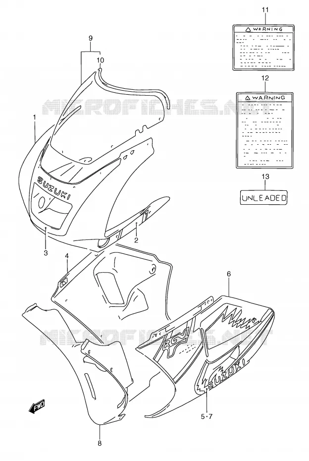FRONT KUIP (MODELE N 13Z) Suzuki MOTO 250 RG 1996  RGV250T(E24)