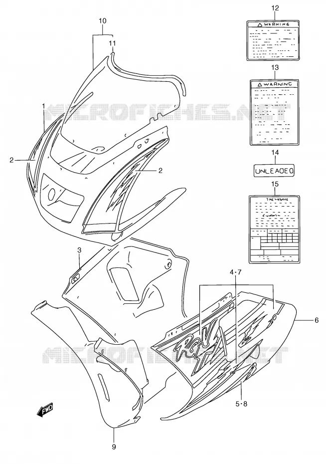 FRONT KUIP (MODELE P 1LE) Suzuki MOTO 250 RG 1993  RGV250P(E24)