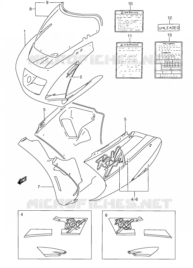 FRONT KUIP (MODELE R/T) Suzuki MOTO 250 RG 1993  RGV250P(E24)