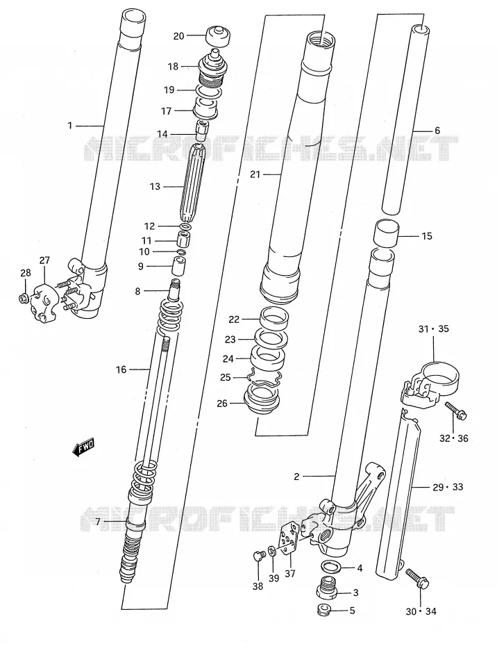 FRONT SCHOKDEMPER (MODELE K) Suzuki MOTO 250 RM 1991  RM250M(E28)
