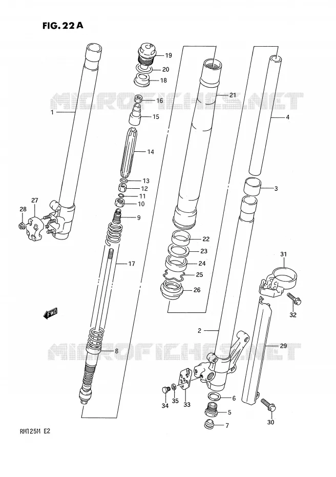 FRONT SCHOKDEMPER (MODELE L) Suzuki MOTO 125 RM 1991  RM125M(E2)