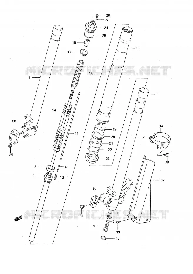 FRONT SCHOKDEMPER (MODELE N) Suzuki MOTO 125 RM 1993  RM125P(E28)