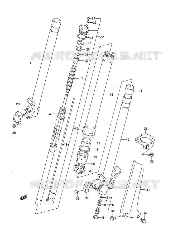 FRONT SCHOKDEMPER (MODELE P) Suzuki MOTO 125 RM 1994  RM125R(E28)