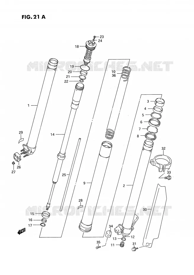 FRONT SCHOKDEMPER (MODELE R/S) Suzuki MOTO 250 RM 1993  RM250P(E2)