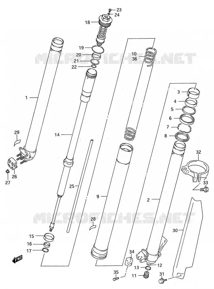 FRONT SCHOKDEMPER (MODELE R/S) Suzuki MOTO 250 RM 1994  RM250R(E28)