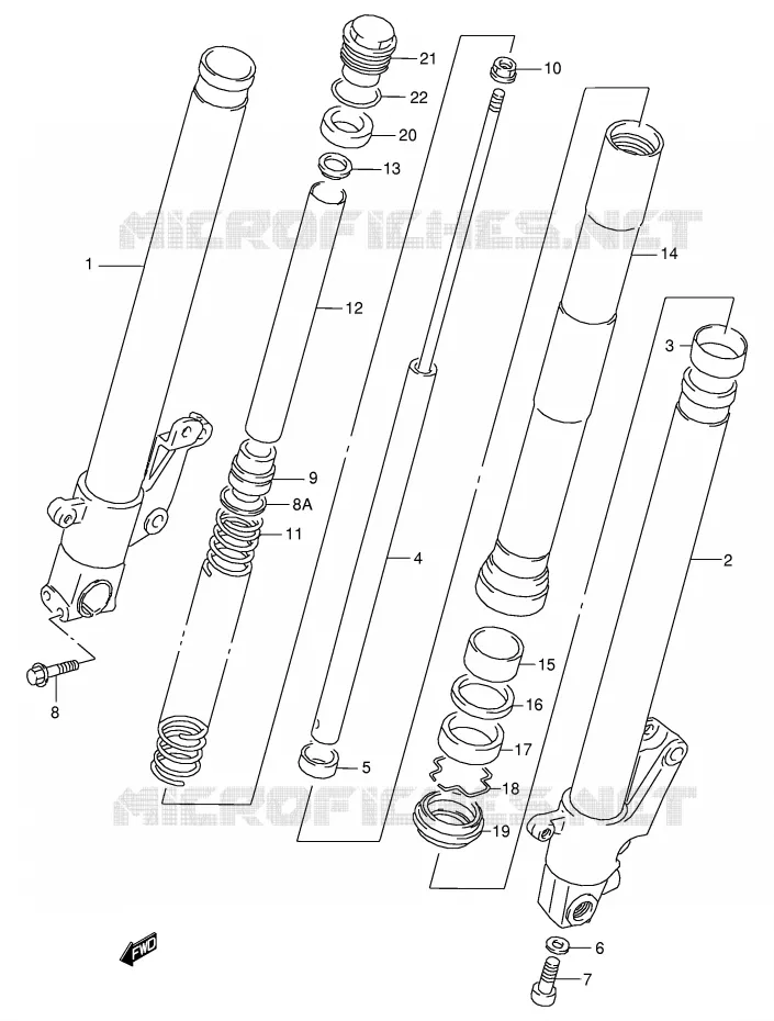 FRONT SCHOKDEMPER (MODELE R) Suzuki MOTO 125 RG 1992  RG125FN(E18)