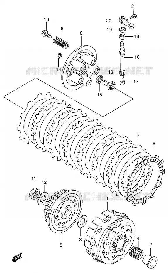 KOPPELING (MODELE T/V) Suzuki MOTO 125 RM 1996  RM125T(E2)