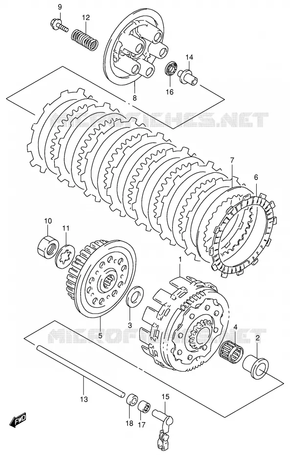 KOPPELING (MODELE W/X/Y) Suzuki MOTO 125 RM 1996  RM125T(E2)