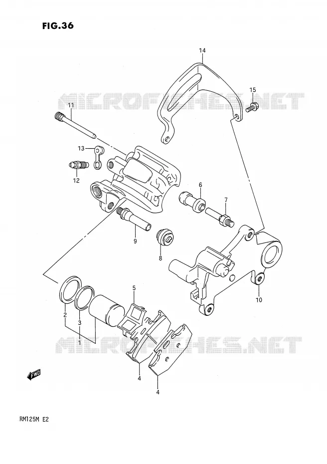REAR CALIPER (MODELE K) Suzuki MOTO 125 RM 1991  RM125M(E2)