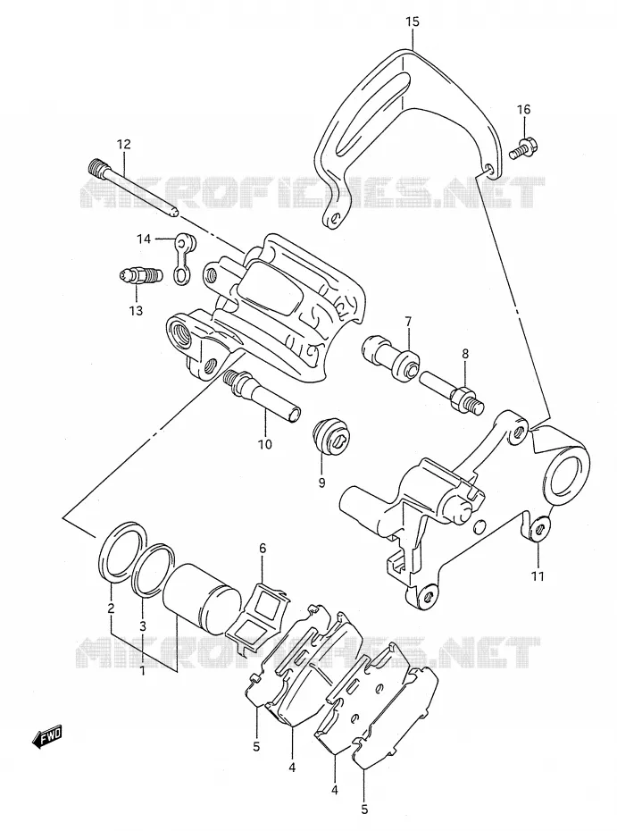 REAR CALIPER (MODELE K) Suzuki MOTO 250 RM 1992  RM250N(E28)