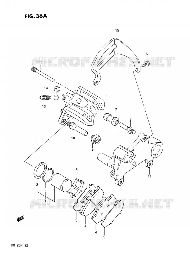 REAR CALIPER (MODELE L) Suzuki MOTO 125 RM 1989  RM125K(E2)